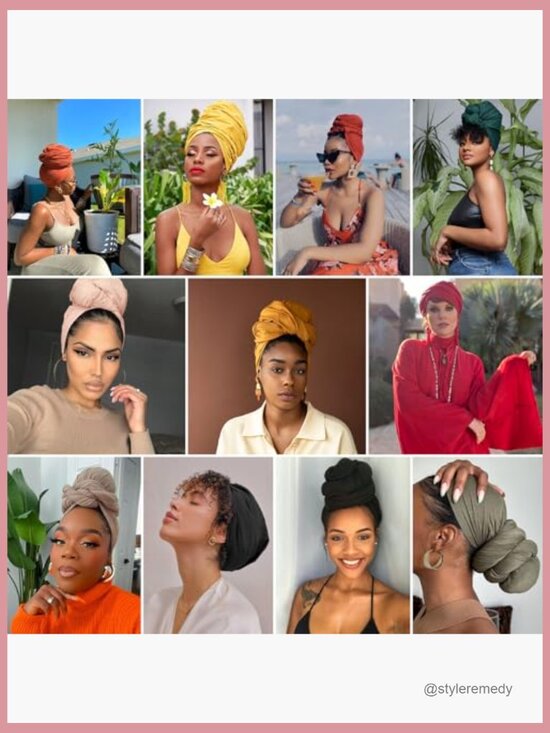 6pcs Stretch Jersey Turban Headwrap Headband Scarf Shawl Soft Urban main image 4